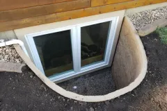 Egress Double Casement Window with Rockwell Window Well, Sump Pump